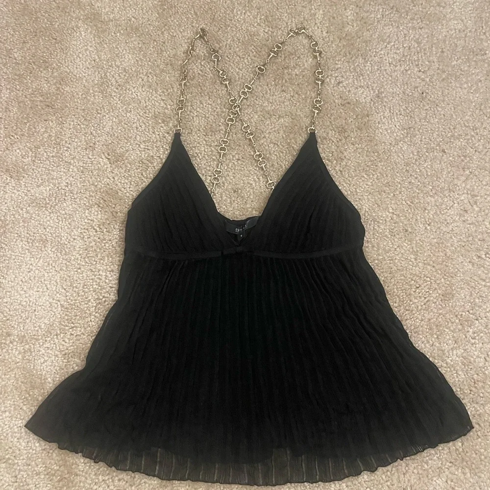 Elegant Black Gucci Pleated Women's Top - Picture 1 of 5